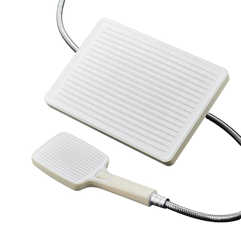 DS-285 358 Juego de ducha de mano y superior blanco de 300 x 200 mm – Pulverizador de alta presión de 3 funciones con control por botón