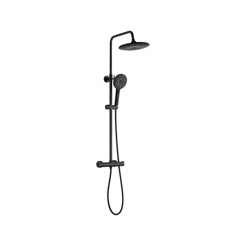 Juego de columnas de ducha con grifo de ducha multifuncional termostático minimalista negro TM-1137